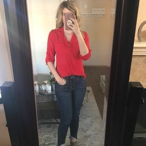 Express Portofino Red Button Down